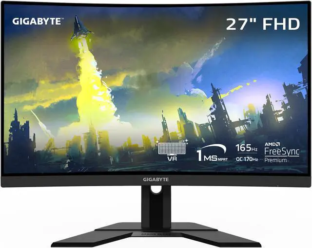 Main image of GIGABYTE - G27FC Advanced - 27" VA Curved Gaming Monitor - FHD 1920x1080 - 165Hz/OC 170Hz - 1ms MPRT - AMD FreeSync Premium - HDMI, DP, USB-A - Height Adjustable - Black