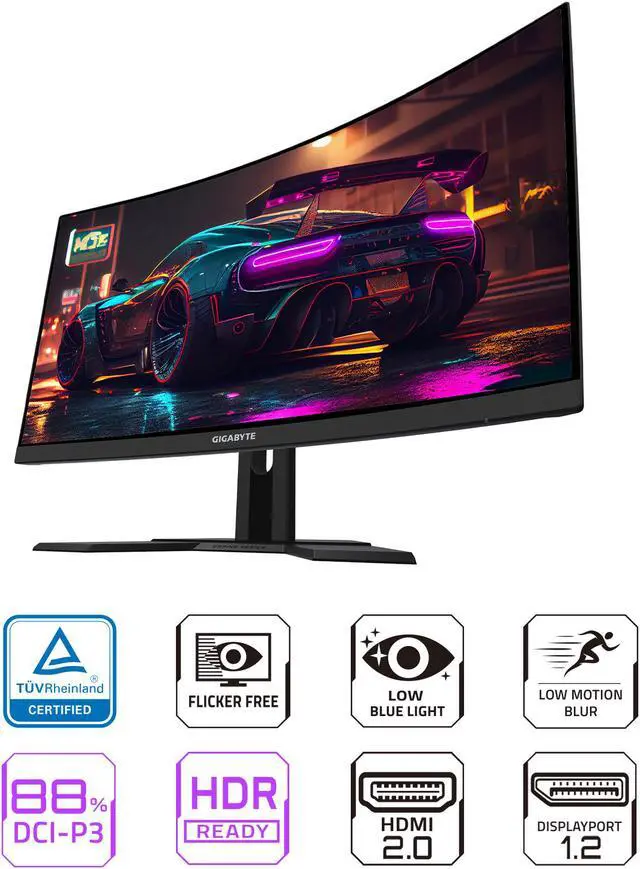 Alt view image 2 of 5 - GIGABYTE - G27QC Advanced - 27" VA Curved Gaming Monitor - QHD 2560x1440 - 165Hz - 1ms MPRT - Adaptive-Sync - HDMI, DP, USB-A - Height Adjustable - Black