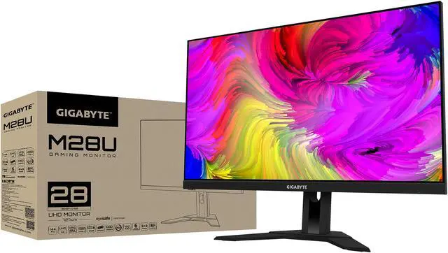 Alt view image 9 of 9 - GIGABYTE 28" 144 Hz SS IPS UHD IPS Gaming Monitor FreeSync Premium Pro (AMD Adaptive Sync) 94% DCI-P3 / 120% sRGB HDMI, DisplayPort, USB, Earphone Jack M28U