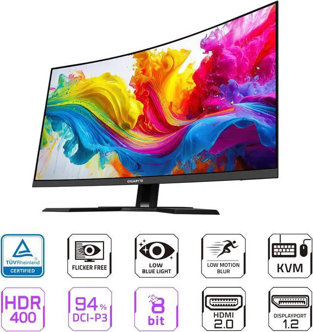 Alt view image 2 of 6 - GIGABYTE - M32QC - 32" VA Curved Gaming Monitor - QHD 2560x1440 - 165Hz/OC 170Hz - 1ms MPRT - AMD FreeSync Premium Pro - Type C KVM - HDMI, DP, Type C - Height Adjustable - Black