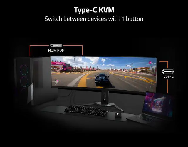 Alt view image 6 of 6 - GIGABYTE - M32QC - 32" VA Curved Gaming Monitor - QHD 2560x1440 - 165Hz/OC 170Hz - 1ms MPRT - AMD FreeSync Premium Pro - Type C KVM - HDMI, DP, Type C - Height Adjustable - Black