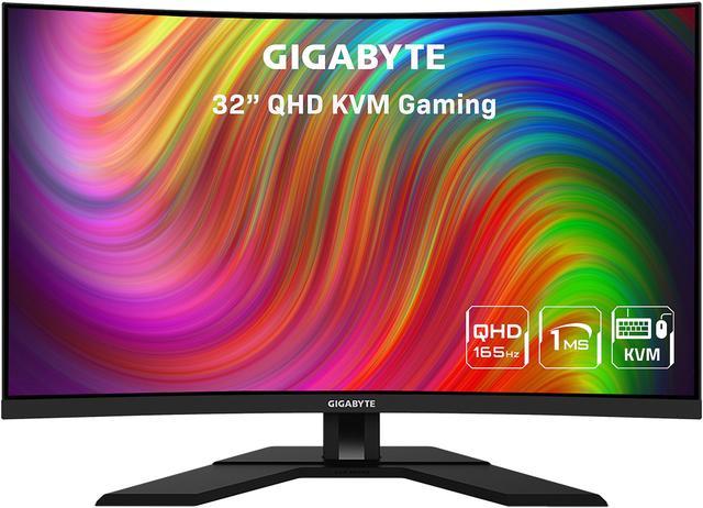 GIGABYTE 32 165Hz 2K Curved Gaming Monitor 1ms FreeSync Premium (AMD  Adaptive Sync) QHD 2560 x 1440, OC 170Hz, HDMI, DisplayPort, USB, Audio  M32QC (31.5 Viewable) 