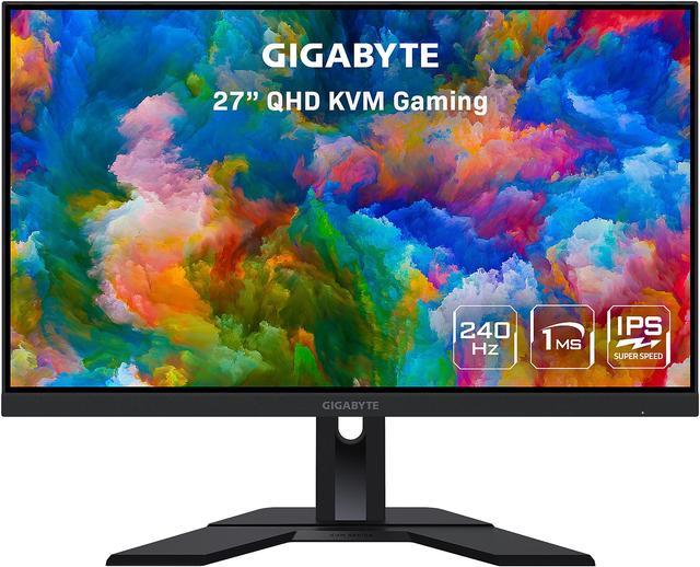 GIGABYTE M27Q-X 27 240Hz 1440P KVM Gaming Monitor, 2560x1440 (2K) IPS  Display, 1ms (GTG) Response Time, 92% DCI-P3, VESA Display HDR400,  2xHDMI2.0, 1xDisplayPort1.2, 3xUSB3.0, Height Adjustable 