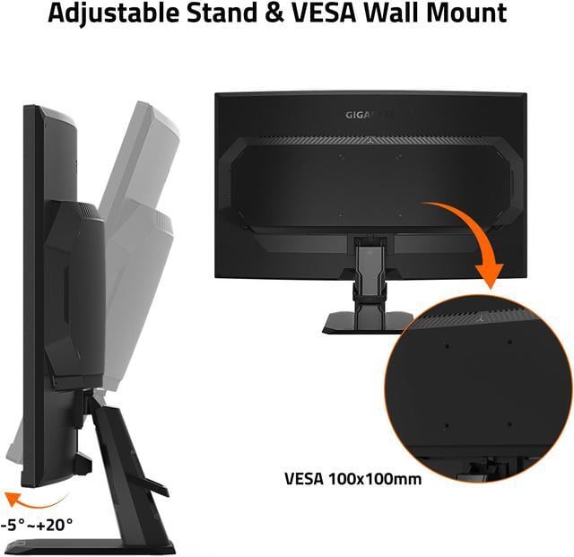 Alt view image 5 of 5 - GIGABYTE - GS27QC - 27" VA Curved Gaming Monitor - QHD 2560x1440 - 165Hz/OC 170Hz - 1ms MPRT - AMD FreeSync Premium - HDMI, DP - Black