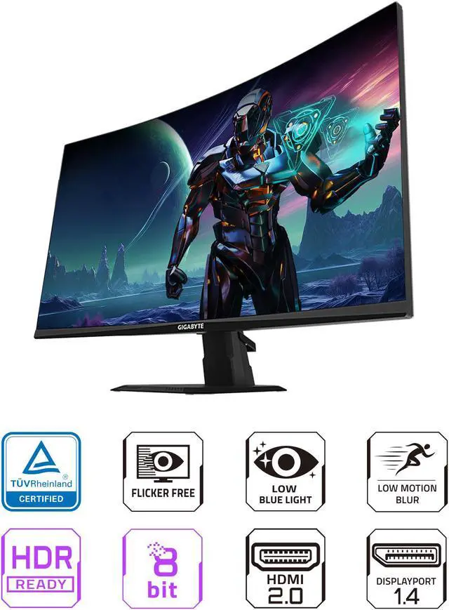 Alt view image 2 of 5 - GIGABYTE - GS27FC - 27" VA Curved Gaming Monitor - FHD 1920x1080 - 180Hz - 1ms MPRT - AMD FreeSync Premium - HDMI, DP - Black