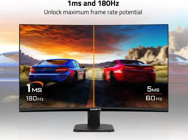 Alt view image 3 of 5 - GIGABYTE - GS27FC - 27" VA Curved Gaming Monitor - FHD 1920x1080 - 180Hz - 1ms MPRT - AMD FreeSync Premium - HDMI, DP - Black