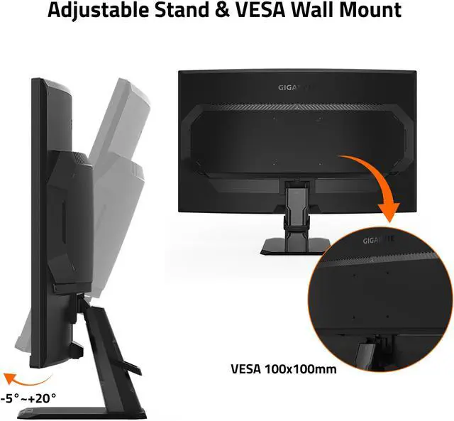 Alt view image 5 of 5 - GIGABYTE - GS27FC - 27" VA Curved Gaming Monitor - FHD 1920x1080 - 180Hz - 1ms MPRT - AMD FreeSync Premium - HDMI, DP - Black