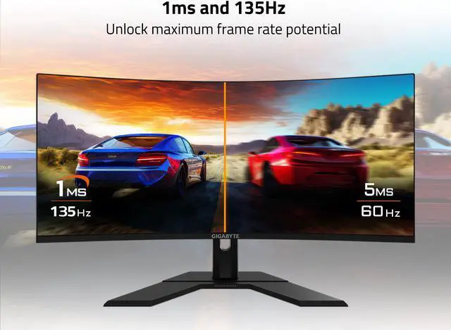 Alt view image 3 of 5 - GIGABYTE - GS34WQC - 34" VA Curved Gaming Monitor - WQHD 3440x1440 - 120Hz/OC 135Hz - 1ms MPRT - AMD FreeSync Premium - HDMI, DP - Black