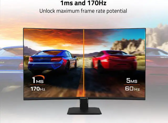 Alt view image 3 of 5 - GIGABYTE - GS32QC - 32" VA Curved Gaming Monitor - QHD 2560x1440 - 165Hz/OC 170Hz - 1ms MPRT - AMD FreeSync Premium - HDMI, DP - Black