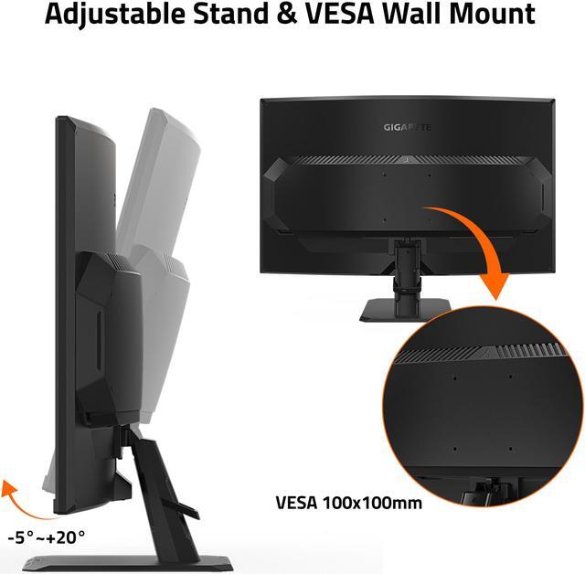 Alt view image 5 of 5 - GIGABYTE - GS32QC - 32" VA Curved Gaming Monitor - QHD 2560x1440 - 165Hz/OC 170Hz - 1ms MPRT - AMD FreeSync Premium - HDMI, DP - Black