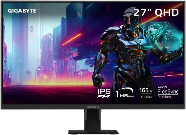 Main image of GIGABYTE - GS27Q - 27" IPS Gaming Monitor - QHD 2560x1440 - 165Hz/OC 170Hz - 1ms MPRT - AMD FreeSync Premium - HDMI, DP - Black