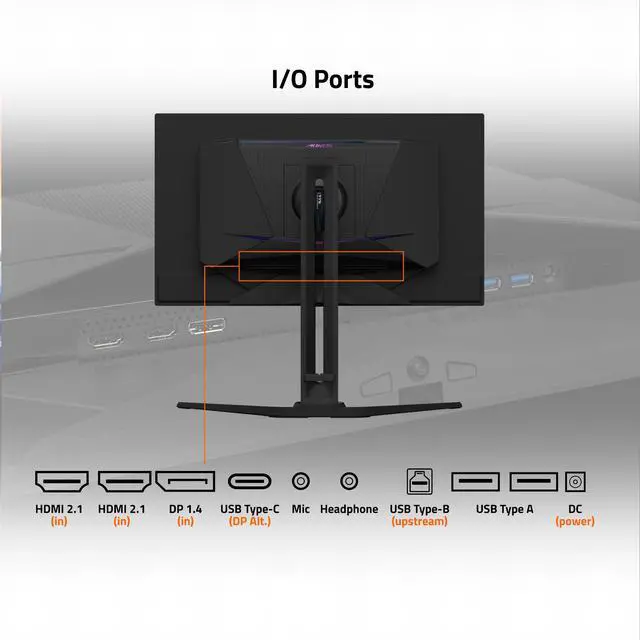 Alt view image 4 of 6 - GIGABYTE - AORUS FO27Q3 - 27" QD OLED Gaming Monitor - QHD 2560x1440 - 360Hz - 0.03ms GTG - AMD FreeSync Premium Pro - Type C KVM - HDMI, DP, Type C - Height Adjustable - Black