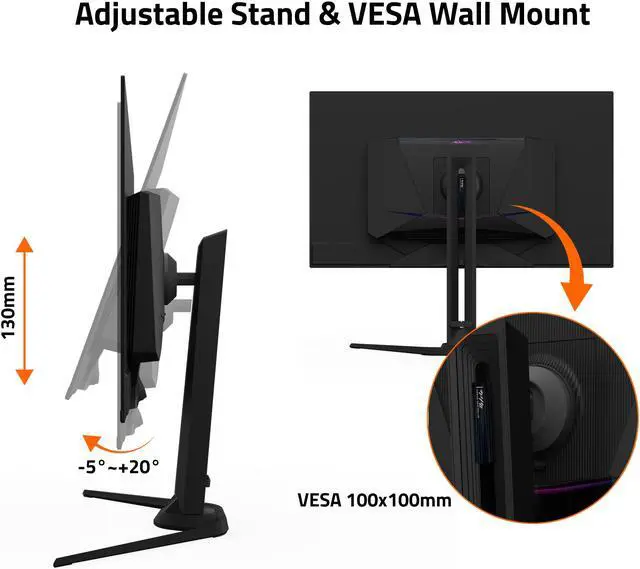 Alt view image 5 of 6 - GIGABYTE - AORUS FO32U2 - 32" QD OLED Gaming Monitor - UHD 3840x2160 - 240Hz - 0.03ms GTG - AMD FreeSync Premium Pro - Type C KVM - HDMI, DP, Type C - Height Adjustable - Black