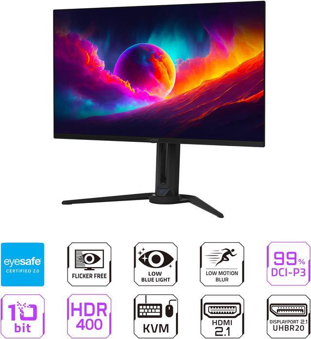 Alt view image 3 of 6 - AORUS FO32U2 Pro 32" QD OLED 4K UHD 3840 x 2160 240Hz 0.03ms GTG  AMD FreeSync Premium Pro, USB-C, KVM, HDMI 2.1, Display Port 2.1, Height Adjustable Gaming Monitor