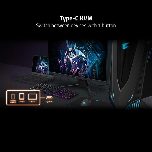 Alt view image 6 of 6 - GIGABYTE - AORUS FO27Q2 (SA) - 27" QD-OLED Gaming Monitor - QHD 2560x1440 - 240Hz - 0.03ms GTG - AMD FreeSync Premium Pro - Type C KVM - HDMI, DP, Type C - Height Adjustable - Black