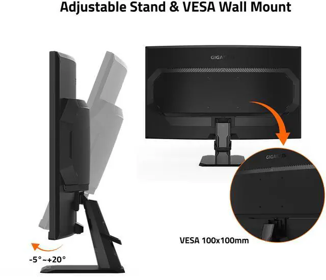 Alt view image 5 of 5 - GIGABYTE - GS27FC (SA) - 27" VA Curved Gaming Monitor - FHD 1920x1080 - 180Hz - 1ms MPRT - AMD FreeSync Premium - HDMI, DP - Black