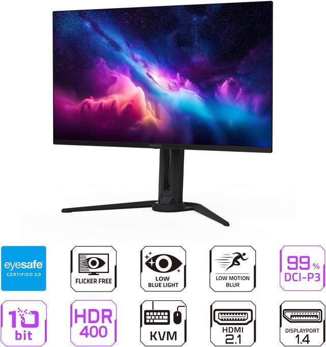 Alt view image 2 of 6 - GIGABYTE - AORUS FO32U - 31.5" QD OLED Gaming Monitor - UHD 3840x2160 - 165Hz - 0.03ms GTG - AMD FreeSync Premium Pro - Type C KVM - HDMI, DP, Type C - Height Adjustable - Black