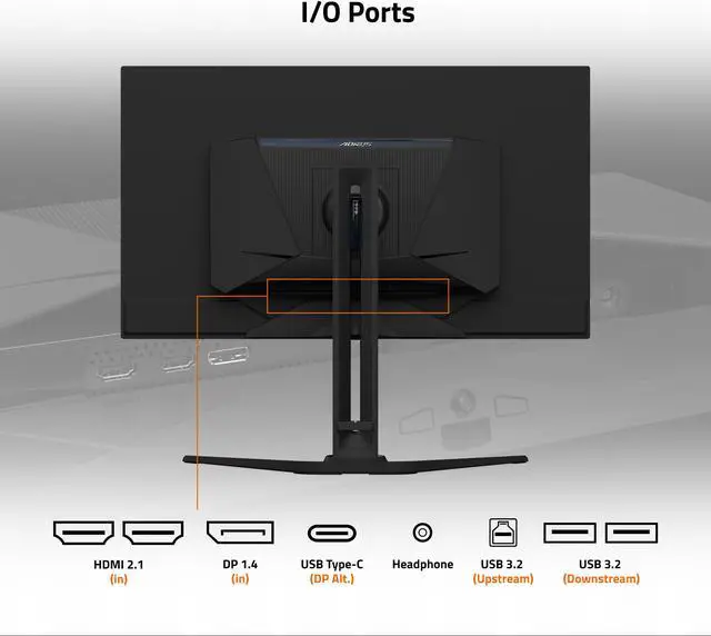 Alt view image 4 of 6 - GIGABYTE - AORUS FO32U - 31.5" QD OLED Gaming Monitor - UHD 3840x2160 - 165Hz - 0.03ms GTG - AMD FreeSync Premium Pro - Type C KVM - HDMI, DP, Type C - Height Adjustable - Black