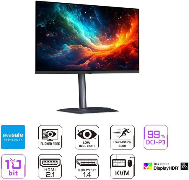 Alt view image 9 of 12 - GIGABYTE - MO27U2 - 27" QD-OLED Gaming Monitor - UHD 3840x2160 - 240Hz - 0.03ms GTG - AMD FreeSync Premium Pro, G-SYNC Compatible - Type C KVM - HDMI, DP, Type-C - Height and Tilt Adjustable - Black