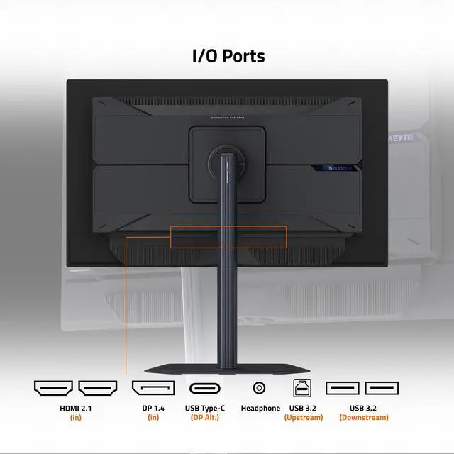 Alt view image 10 of 12 - GIGABYTE - MO27U2 - 27" QD-OLED Gaming Monitor - UHD 3840x2160 - 240Hz - 0.03ms GTG - AMD FreeSync Premium Pro, G-SYNC Compatible - Type C KVM - HDMI, DP, Type-C - Height and Tilt Adjustable - Black