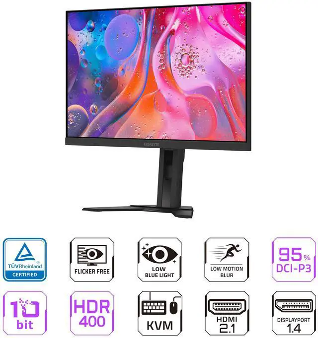 Alt view image 2 of 6 - GIGABYTE - M27QA (US) - 27" IPS Gaming Monitor - QHD 2560x1440 - 180Hz - 1ms MPRT - AMD FreeSync - Type C KVM - HDMI, DP, Type C - Height Adjustable - Black