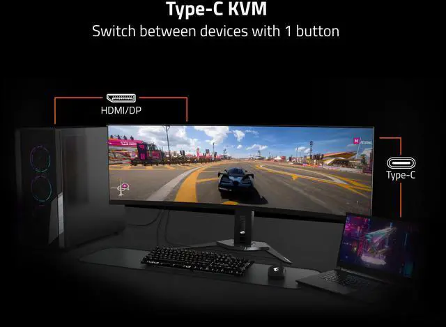 Alt view image 6 of 6 - GIGABYTE - M27QA (US) - 27" IPS Gaming Monitor - QHD 2560x1440 - 180Hz - 1ms MPRT - AMD FreeSync - Type C KVM - HDMI, DP, Type C - Height Adjustable - Black