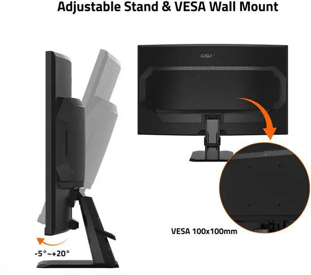 Alt view image 5 of 5 - GIGABYTE -  GS27QC (SA) - 27" VA Curved Gaming Monitor - QHD 2560x1440 - 165Hz/OC 170Hz - 1ms MPRT - AMD FreeSync Premium - HDMI, DP - Black
