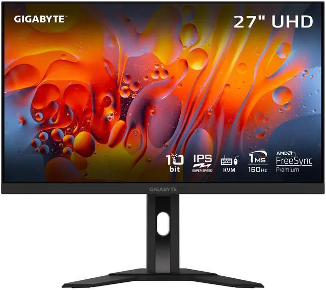 Main image of GIGABYTE - M27UA - 27" SS IPS Gaming Monitor - UHD 3840x2160 - 160Hz - 1ms MPRT - AMD FreeSync Premium - Type C KVM - HDMI, DP, Type C - Height and Tilt Adjustable - Black