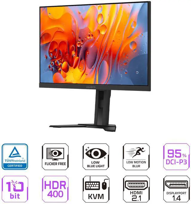 Alt view image 2 of 6 - GIGABYTE - M27UA - 27" SS IPS Gaming Monitor - UHD 3840x2160 - 160Hz - 1ms MPRT - AMD FreeSync Premium - Type C KVM - HDMI, DP, Type C - Height and Tilt Adjustable - Black