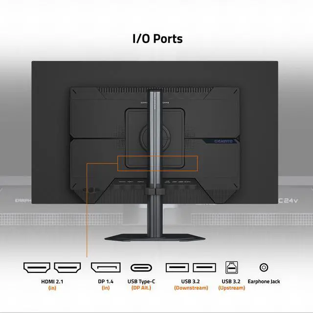 Alt view image 6 of 12 - GIGABYTE MO27Q28G 27" W-OLED Gaming Monitor QHD 2560x1440 280Hz 0.03ms GTG - AMD FreeSync Premium Pro, G-SYNC Compatible - Type-C KVM - HDMI, DP, Type-C Height and Tilt Adjustable - Black
