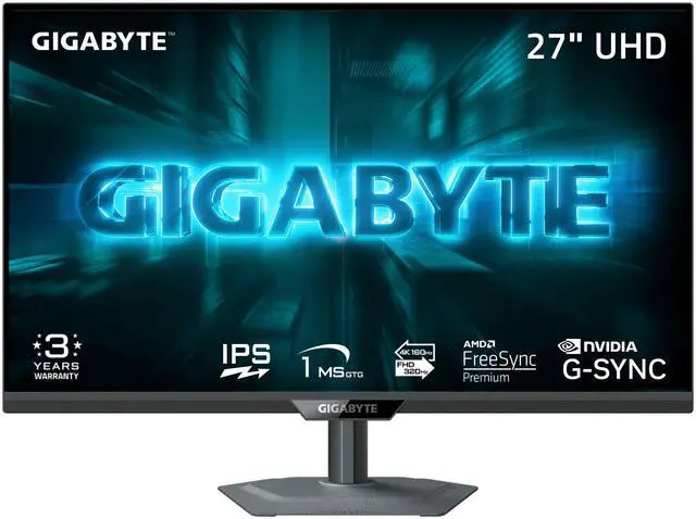 Main image of GIGABYTE 27 inch Dual Mode UHD 4K 160Hz Full HD 320Hz IPS AMD FreeSync Premium & G-SYNC Compatible HDR400 Gaming Computer Monitor with Height Adjustable, Swivel, Pivot & Tilt Stand G27U