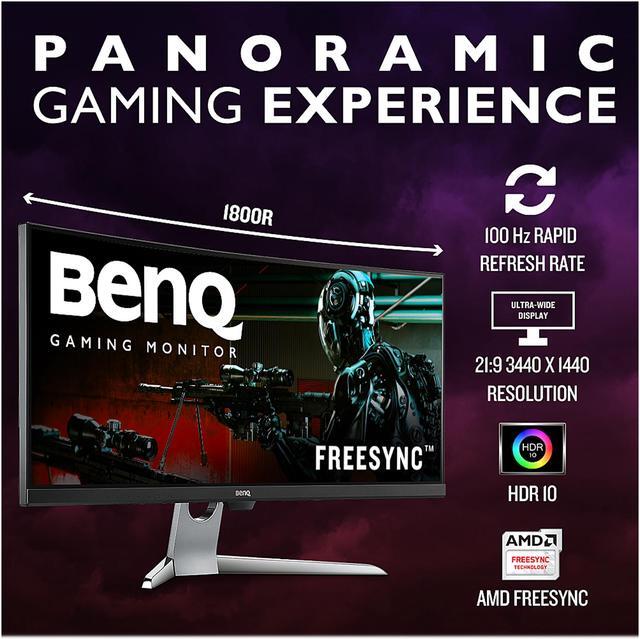 Alt view image 3 of 5 - BenQ XR Series EX3501R 35" 3440 x 1440 Resolution 100Hz DisplayPort, 2x HDMI, USB-C HDR10 FreeSync Flicker-Free Low Blue Light Ultrawide LED Backlit Curved Gaming Monitor