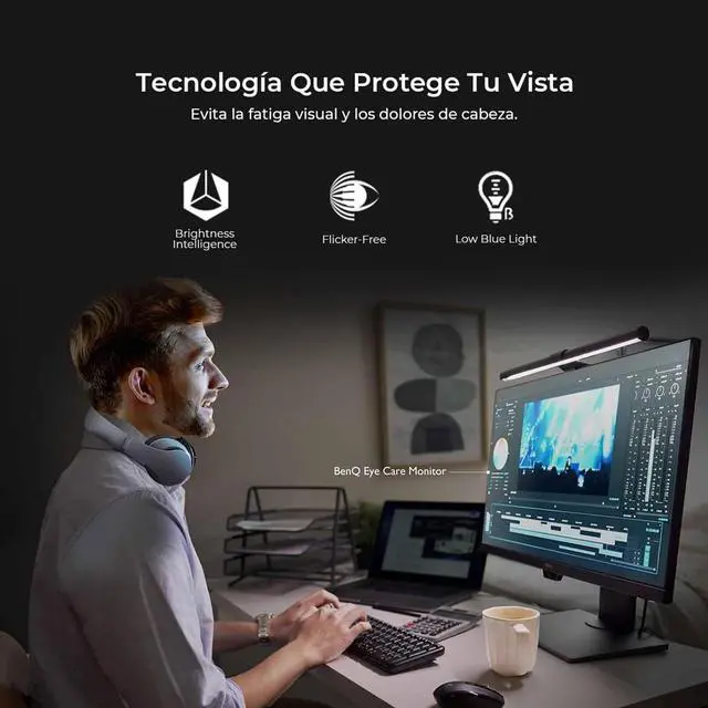 Alt view image 9 of 9 - BenQ GW2283 Eye Care 22 inch IPS 1080p Monitor | Optimized for Home & Office with Adaptive Brightness Technology , Black