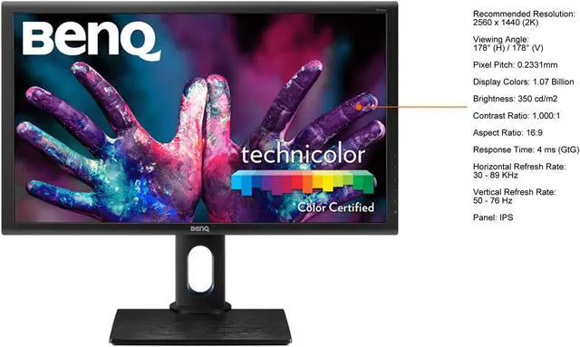 Alt view image 3 of 3 - BenQ 27" IPS IPS Monitor 4 ms (GtG) HDMI, DisplayPort, USB PD2700Q (9H.LF7LA.TPE)