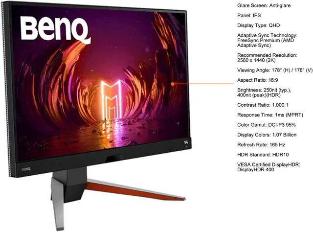 Alt view image 6 of 10 - BenQ MOBIUZ EX2710Q 27” QHD 1440p HDRi IPS Gaming Monitor¦165Hz 1ms ¦FreeSync Premium¦2.1ch Speaker with Subwoofer ¦Light Tuner¦ Eye-Care & Tilt/Swivel/Height Adjustable Stand