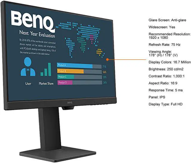 Alt view image 5 of 11 - BenQ 27" 75 Hz IPS FHD IPS Frameless Business Monitor 5 ms Flat Panel BL2785TC