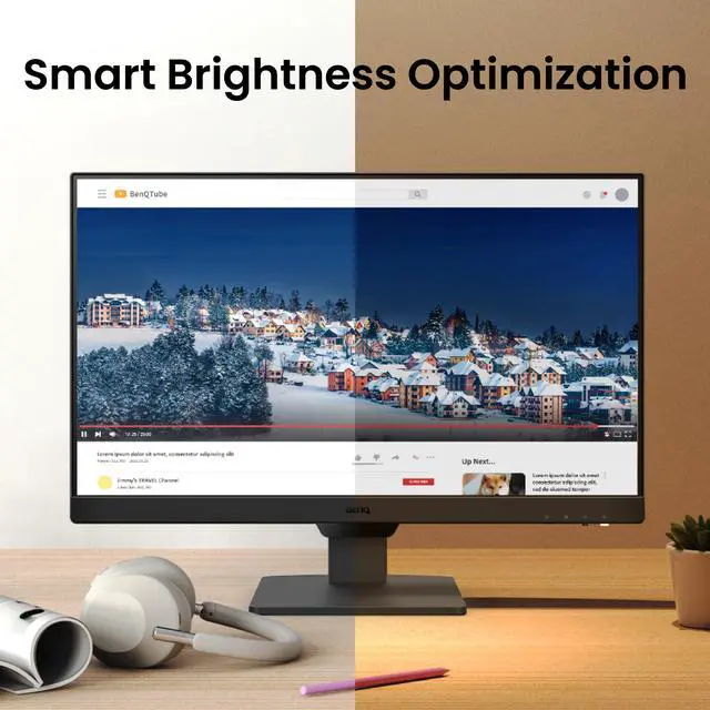 Alt view image 13 of 16 - BenQ GW2490 Computer Monitor 24" FHD 1920x1080p | IPS | 100 Hz | Eye-Care Tech | Low Blue Light | Anti-Glare | Adaptive Brightness | Tilt Screen | Built-in Speakers | DisplayPort | HDMI X 2
