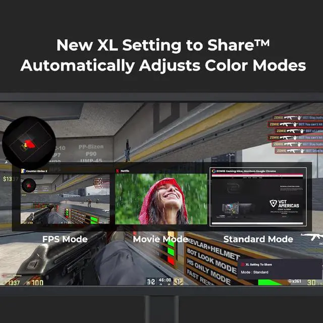 Alt view image 7 of 7 - BenQ Zowie XL2546X Gaming Monitor | 24.5 | Fast TN 240Hz | Gaming Monitor for Esports | Motion Clarity DyAc™2 | 1080p | XL Setting to Share | S Switch | Adjustable Height & Tilt, Black