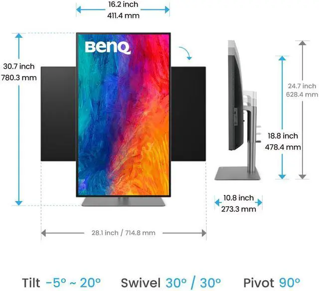 Alt view image 12 of 12 - BenQ PD3225U Mac-Ready 32" 4K UHD | 99% Rec. 709 & sRGB | IPS | DeltaE =3 | ICC Sync | Calibration Report | AQCOLOR | Uniformity | HotKey Puck | DisplayPort | USB-C (65W) | USB Hub
