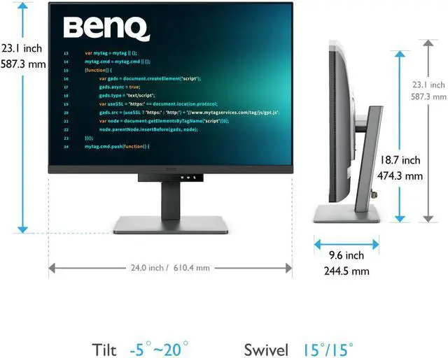 Alt view image 10 of 10 - BenQ RD280U 28.2” 4K 3840x2560 Programming Monitor Backlight, 90W USB-C, Fine-Coated Panel, Advanced Coding Modes, Coding HotKey, Ergonomic Design, Eye-Care Tech, Eco-Friendly Design