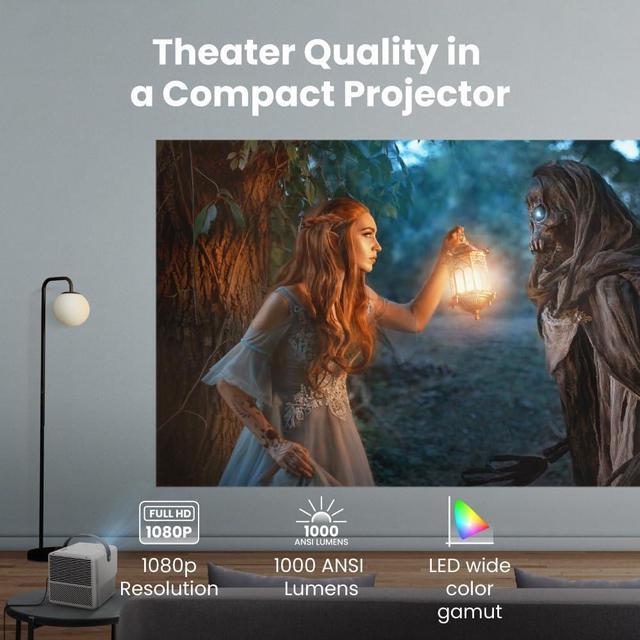 Alt view image 4 of 5 - BenQ GP100A | 1080p 1000lm LED Portable Projector with Powerful Bass for Streaming & Gaming