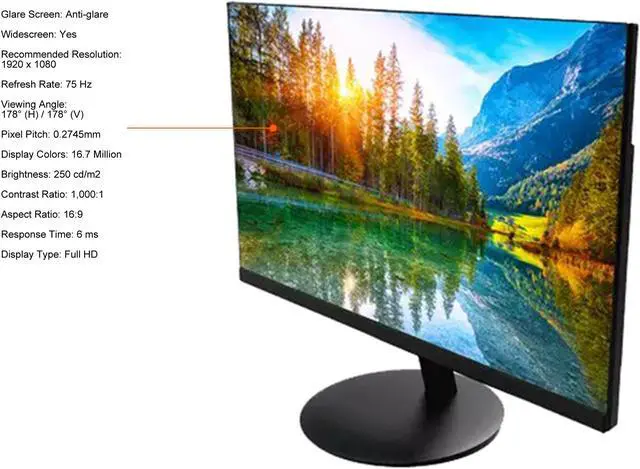 Alt view image 4 of 6 - PLANAR 24" (23.8" Viewable) 75 Hz FHD Monitor 6 ms D-Sub, HDMI Flat Panel PLN2400