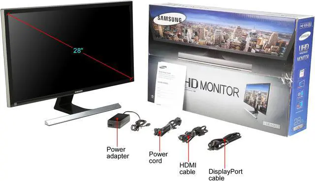 Alt view image 7 of 7 - SAMSUNG U28E590D Black 28" 4K UHD Widescreen LCD/LED Monitor, AMD FreeSync 1ms, 370 cd/m2 DCR Mega Infinity (1000:1), VESA Mountable, HDMI DisplayPort
