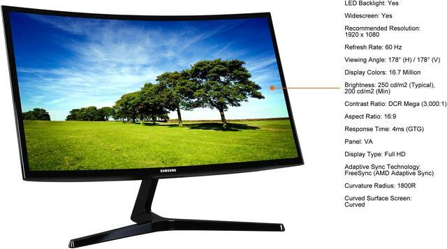 Alt view image 6 of 10 - SAMSUNG 398 Series LC27F398FWNXZA 27" Full HD 1920 x 1080 HDMI DisplayPort AMD FreeSync Flicker Free LED Backlit Curved Gaming Monitor