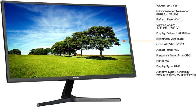 Alt view image 12 of 17 - Samsung UJ59 ViewFinity LU32J590UQNXZA 32" 3840 x 2160 Ultra HD 4K Resolution 2x HDMI, DisplayPort AMD FreeSync Flicker Free Slim Bezel LED Backlit LCD Monitor