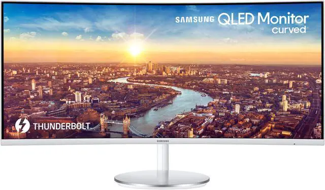 Alt view image 8 of 20 - SAMSUNG CJ79 ViewFinity LC34J791WTNXZA 34" 3440 x 1440 WQHD 2K 100Hz Computer Monitor Thunderbolt 3 Daisy Chain QLED HDMI USB Hub Height Adjustable Stand