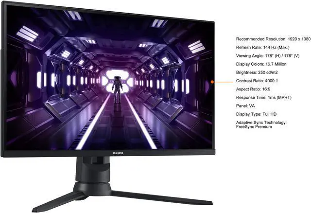 Alt view image 7 of 14 - SAMSUNG Odyssey G3 LF27G35TFWNXZA 27" Full HD 1920 x 1080 1ms (MPRT) 144Hz, D-Sub, HDMI, DisplayPort, Swivel, Pivot, Tilt, Height Adjust VESA AMD FreeSync Premium Gaming Monitor