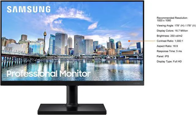 Alt view image 3 of 8 - SAMSUNG 24" IPS FHD Monitor 5 ms HDMI, DisplayPort Flat Panel LF24T454FQNXGO