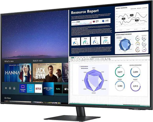 Alt view image 3 of 14 - SAMSUNG M70UA Series LS43AM702UNXZA 43" UHD 3840 x 2160 (4K) 2 x HDMI, USB, USB Type-C Built-in Speakers Smart Monitor and Streaming TV