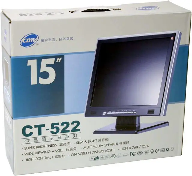 Alt view image 9 of 9 - CMV 15" Active Matrix, TFT LCD XGA LCD Monitor 16 ms CT-522A
